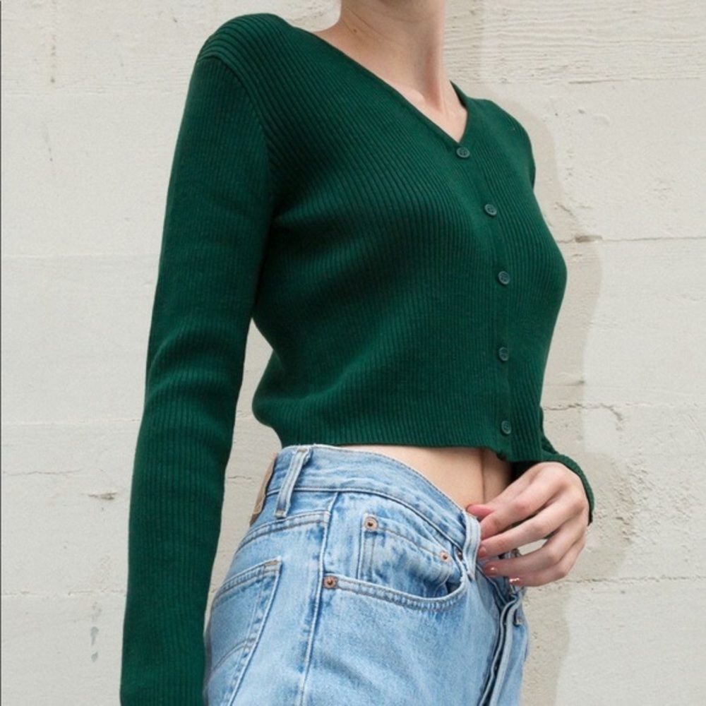 Brandy Melville Shannon Cotton Ribbed Cardigan Sweater